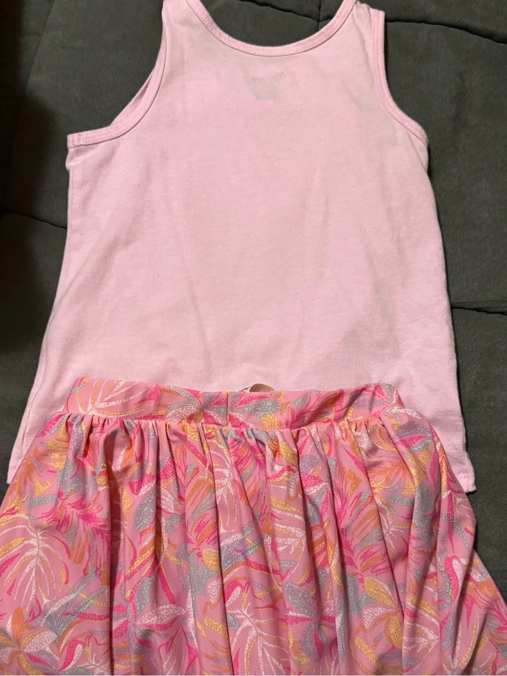 Set -OshKosh B'gosh Pink Mermaid Tie-Front Tank Top with matching tropical skirt